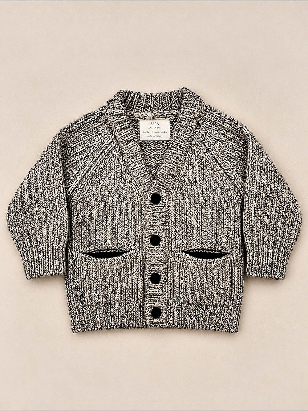 Zara Baby Chunky Knit Cardigan Grey 12–18 Months / 86